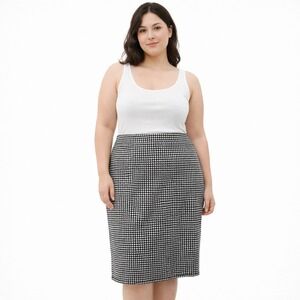 Plus Size Pencil Skirt Eloquii Black White Geometric Print Stretch Size 20